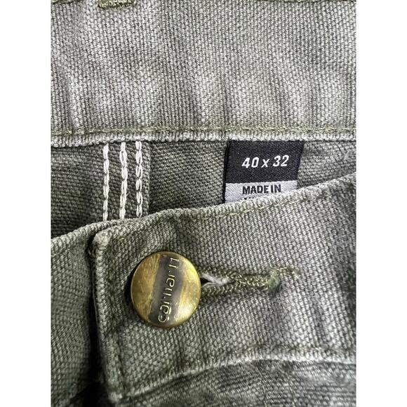 Vintage Carhartt Distressed Trashed Carpenter Pants in Moss Green - 40X32 - Picture 6 of 8